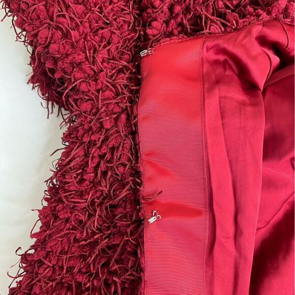 NWT Kut From The Kloth Red Shaggy Eyelash Fringed Sweater Jacket Women Medium - Picture 6 of 14